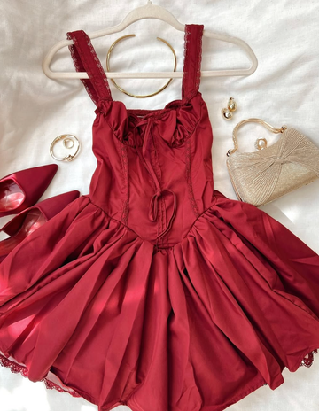 Cute A Line Straps Red Satin Short Homecoming Dress Birthday Dress HZ1023